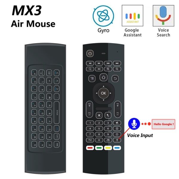 MX3-L Backlit Air Mouse T3 Smart Voice Remote Control 2.4G RF Wireless Keyboard