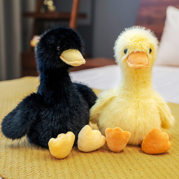 Cute Fried Fur Small Yellow Duck Black Swan Plush Toy Children's Birthday Gifts
