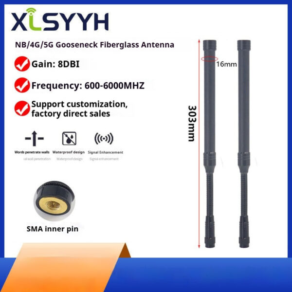 High Gain Gooseneck Antenna 600-6000MHz Omnidirectional Fiber-glass Epoxy Antenna