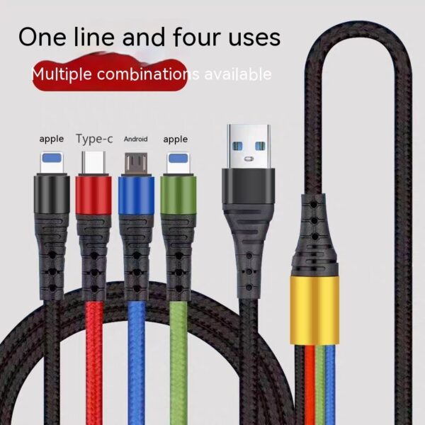One-to-four Mobile Phone Charging Cable Four-in-one Multi-purpose Mobile Phone Charging Cable 12 M Double Android Double