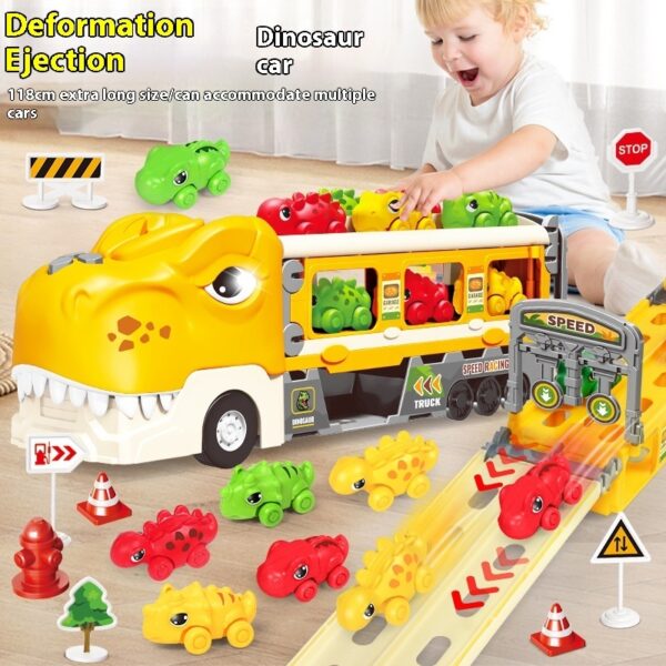 Oversized Children Dinosaur Deformation Catapult Track Car Toy
